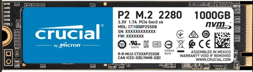 SSD 250Gb Crucial P2 CT250P2SSD8 3D QLC M.2 2280 PCI-E фото 1 — HTPC-Home.ru